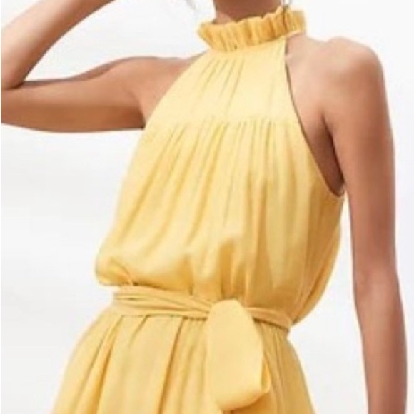 New Banana Republic Tiered Sleeveless Ruffle Neck Belted Halter Dress - Picture 2 of 7